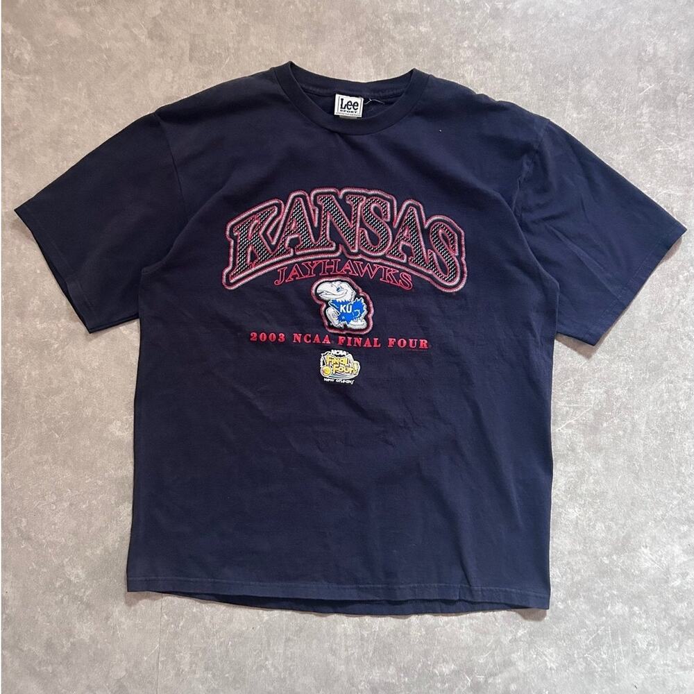 2003 Vintage Kansas Jayhawks Final Four Navy T Shirt Size XL